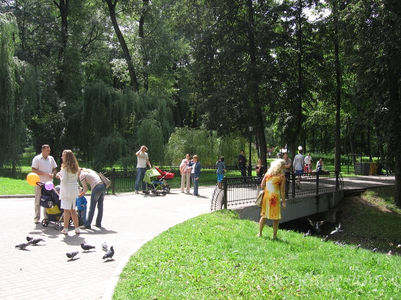 парк Горького в Минске. Мостик и голуби